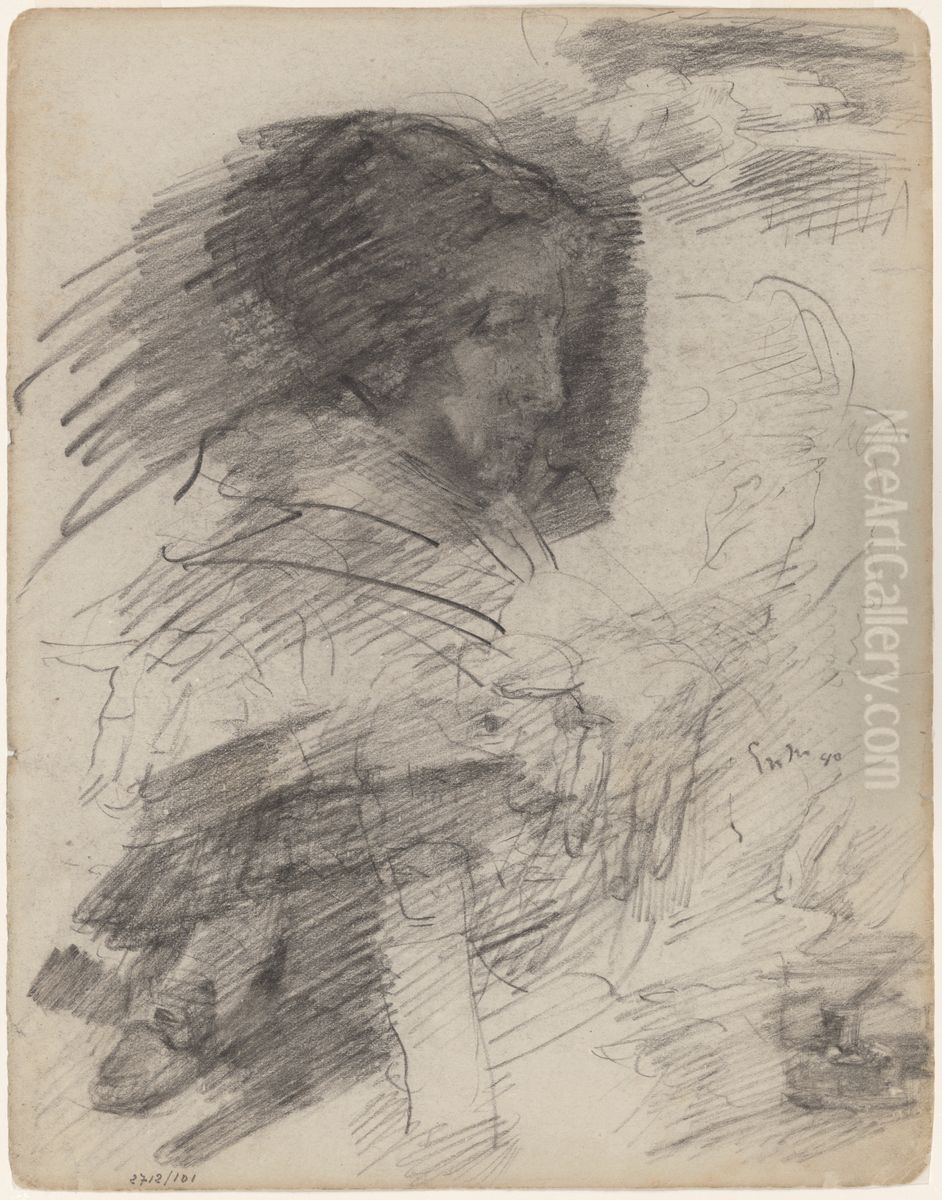 Moeder van Ensor - voet en handen Oil Painting by James Ensor