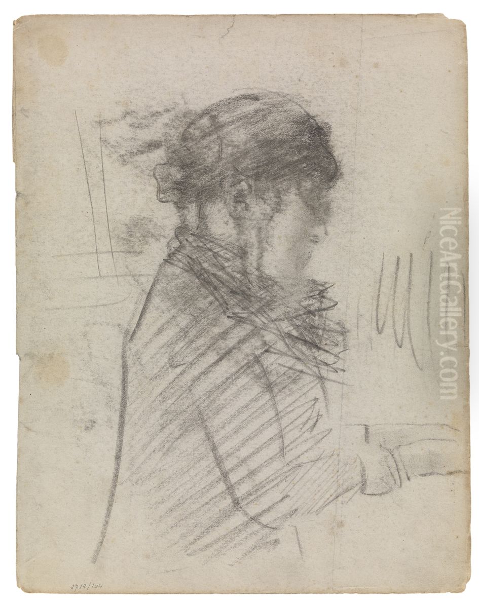 De zuster van Ensor aan het klavier Oil Painting by James Ensor