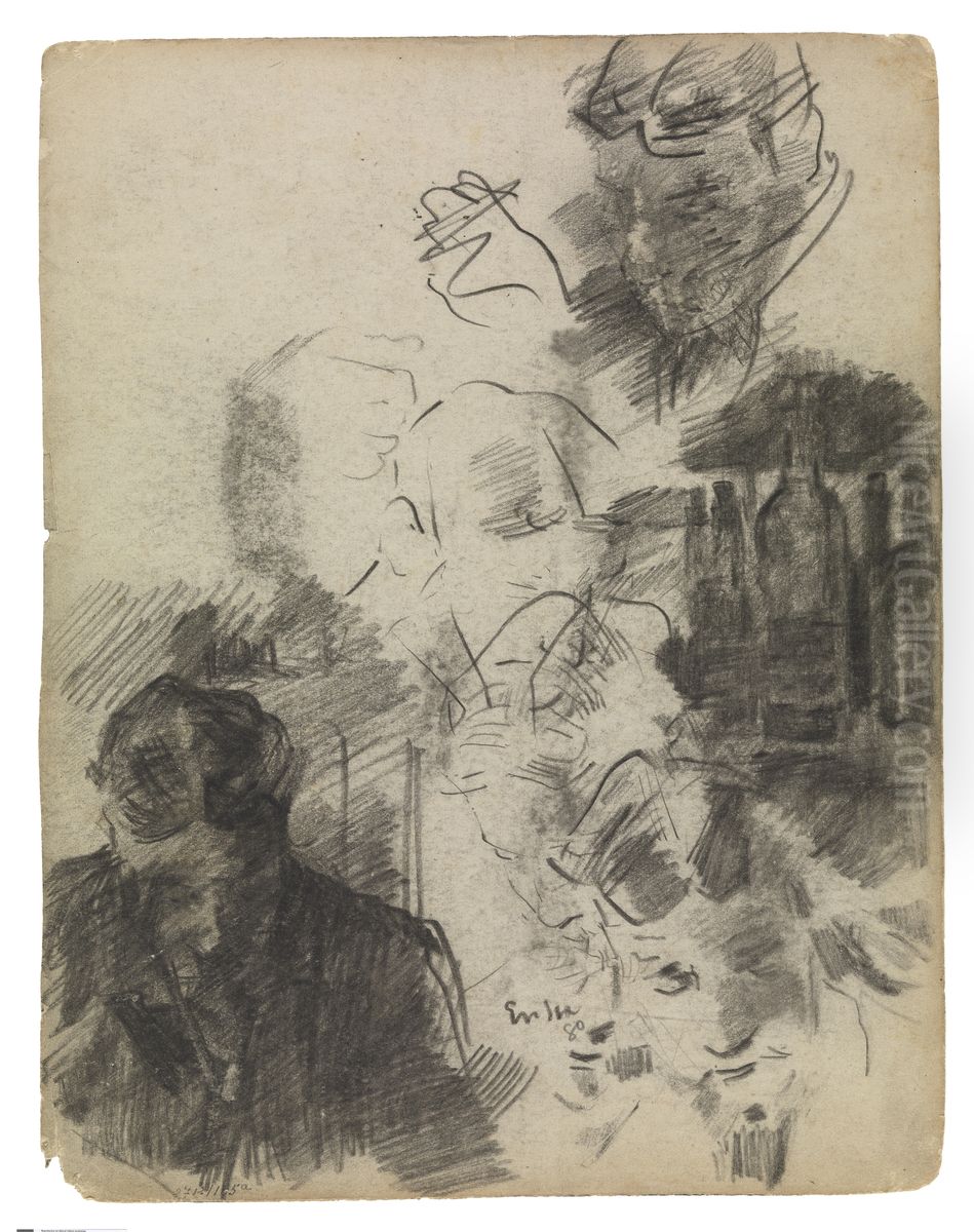 De schilder Alfred William Finch - en studie met flessen Oil Painting by James Ensor