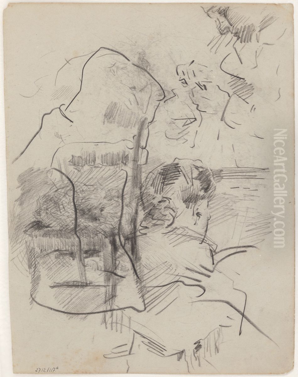 Vrouw aan klavier en Alfred William Finch Oil Painting by James Ensor