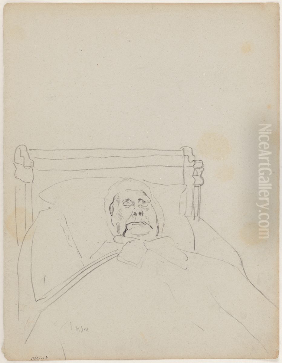 Slapende oude vrouw Oil Painting by James Ensor