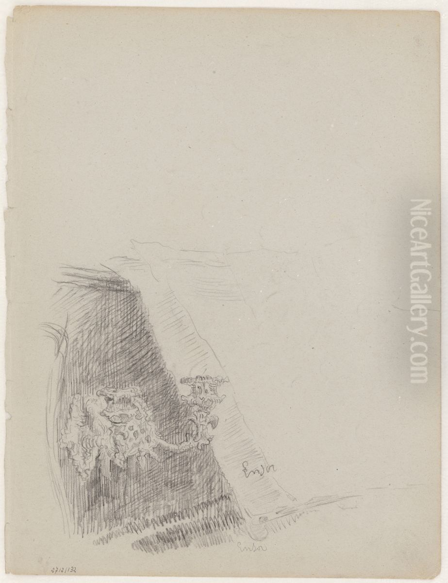 Tweearmige pianokandelaar en muziekblad Oil Painting by James Ensor