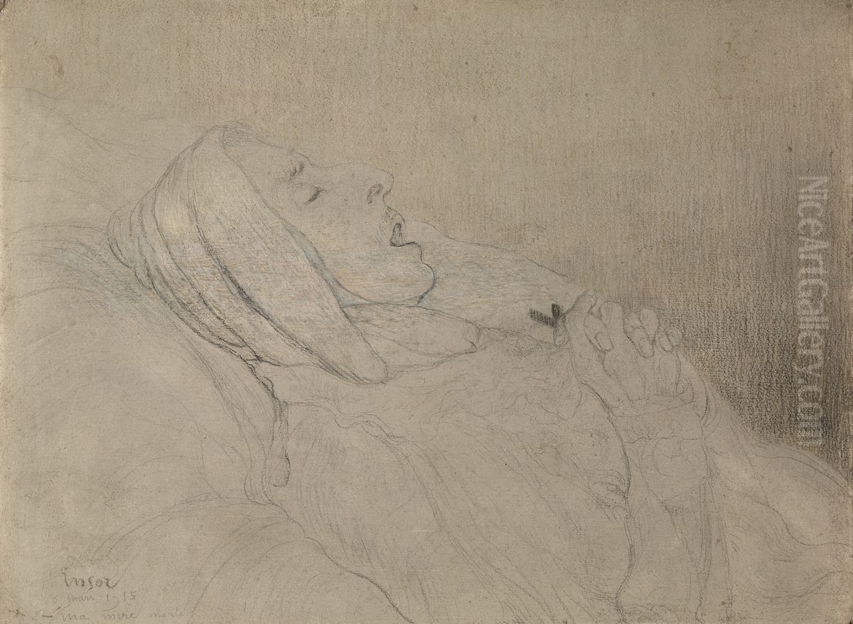 Mijn dode moeder Oil Painting by James Ensor