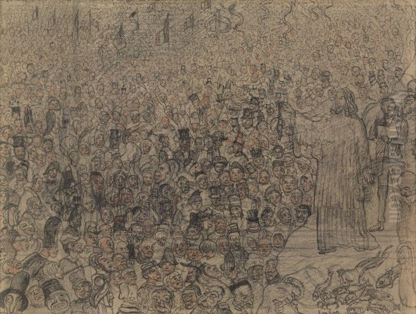 The multiplication of the fishes Oil Painting by James Ensor