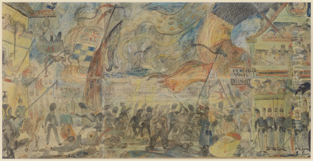 The strike Oil Painting by James Ensor