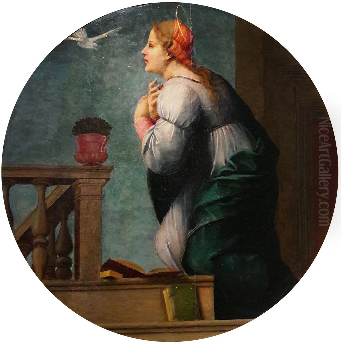 Mary from the Annunciation pair. Oil Painting by Francesco Franciabigio