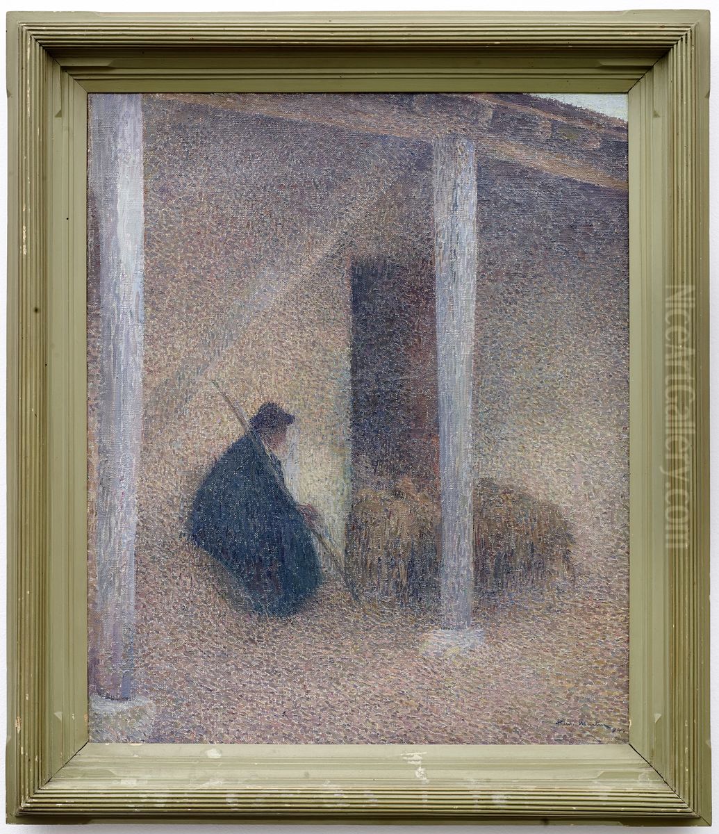 Berger rentrant ses moutons Oil Painting by Henri-Jean Guillaume Martin