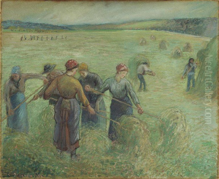 The Hay-makers Oil Painting by Camille Pissarro