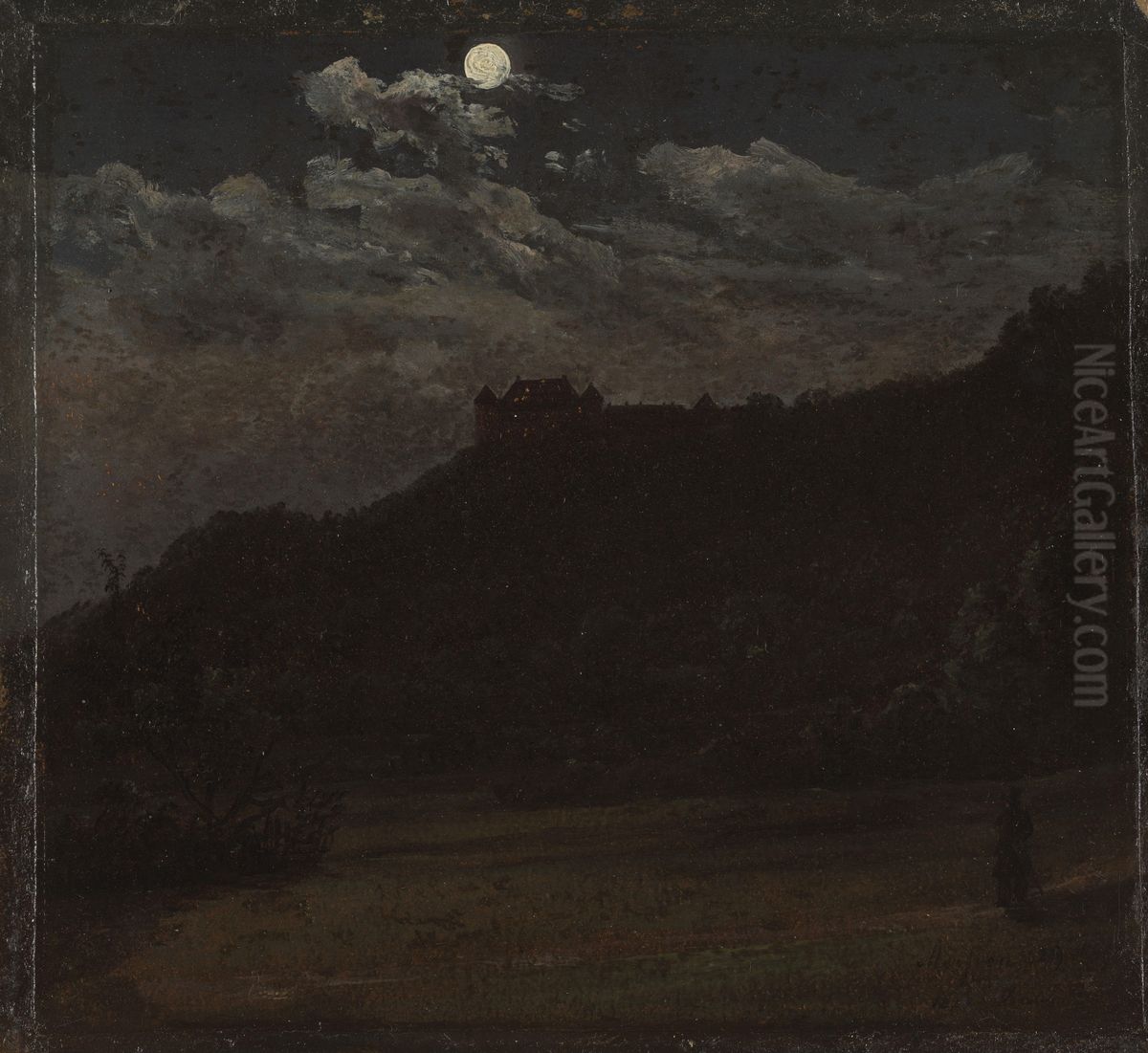 Schloss Siebeneichen near Meissen Oil Painting by Johan Wilhelm Ludwig Dahl