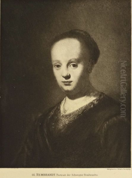 Bust of a Young Woman Oil Painting by Rembrandt