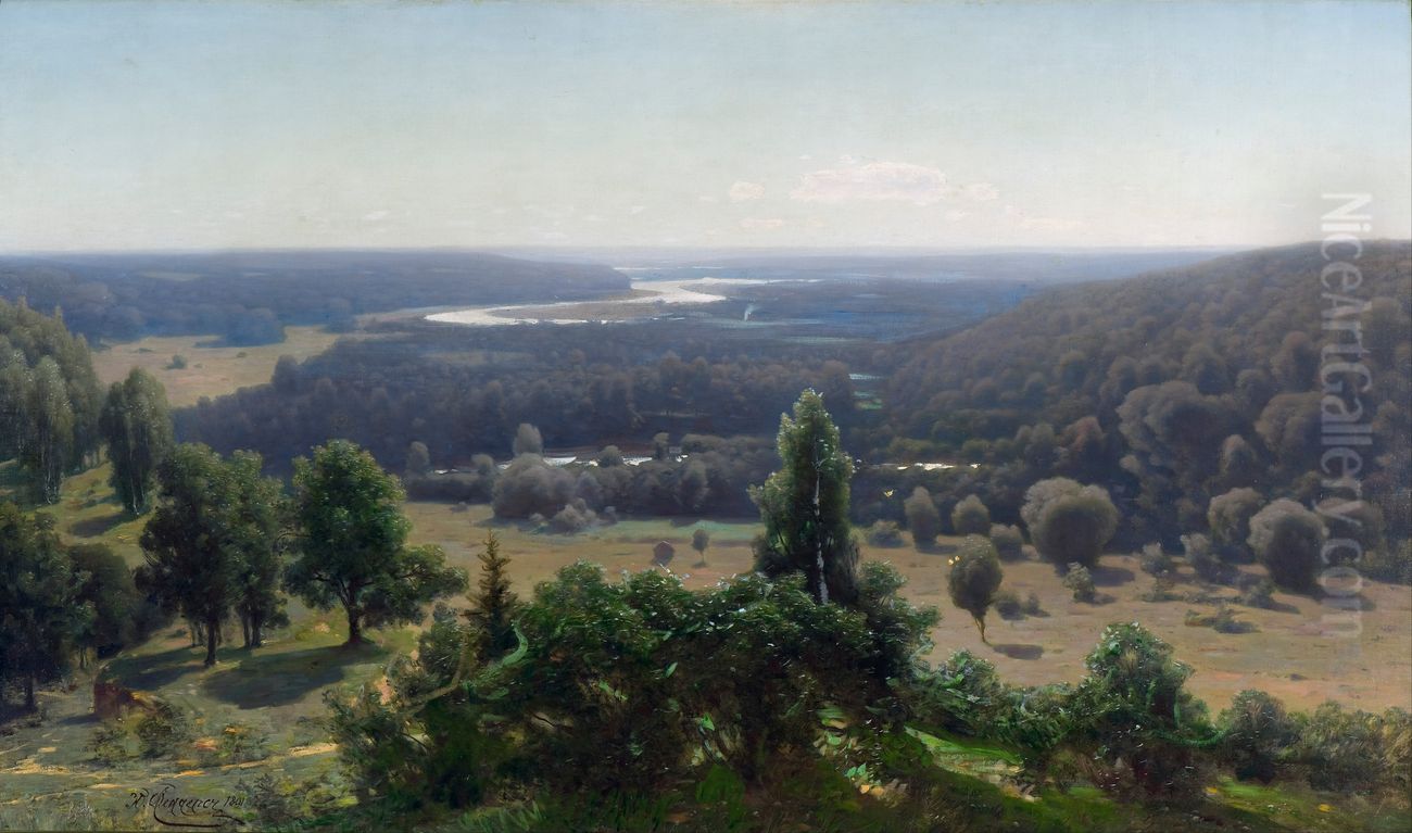 The Gauja Valley Oil Painting by Julijs Feders