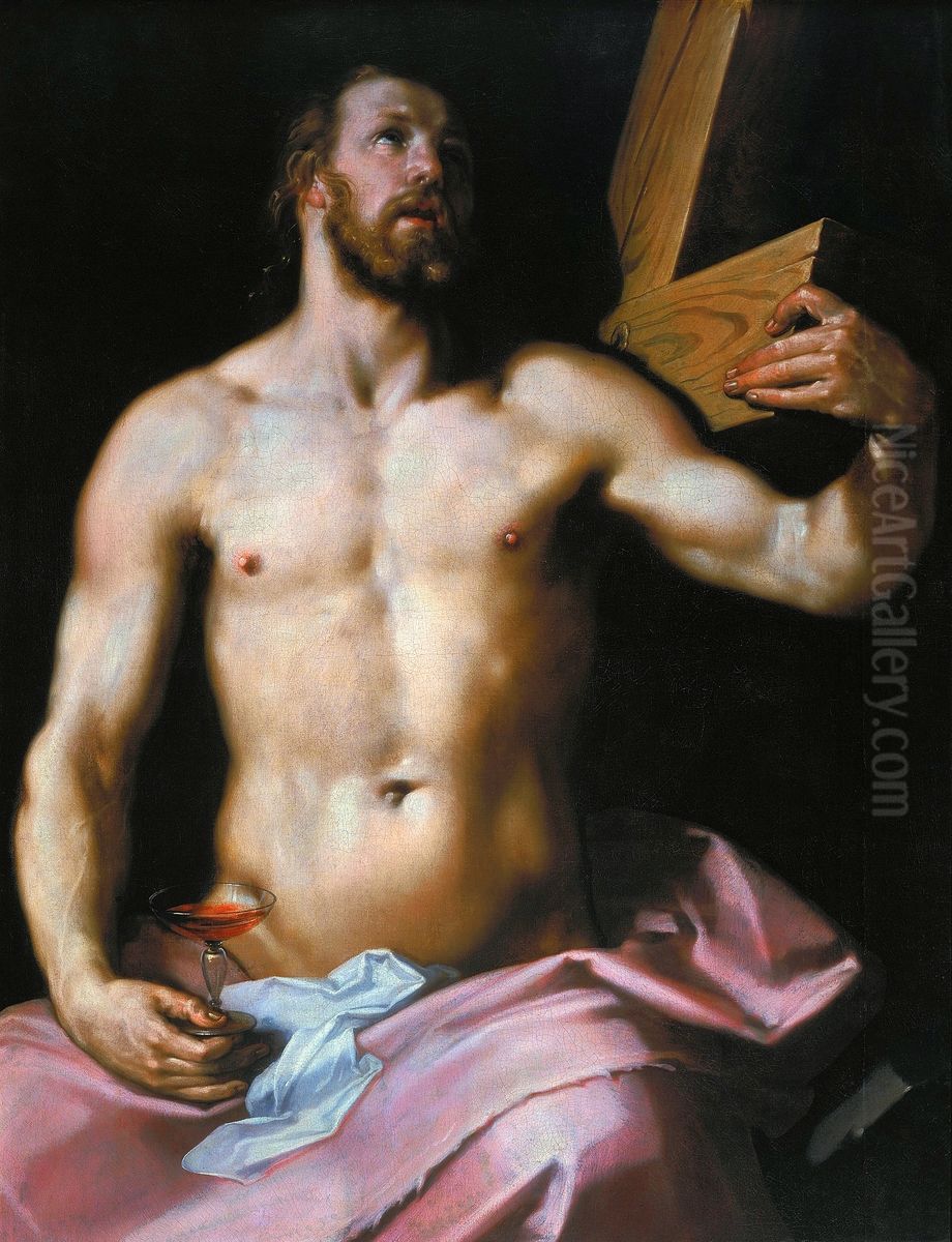 Christ holding the Cross and a Chalice Oil Painting by Cornelis van Haarlem