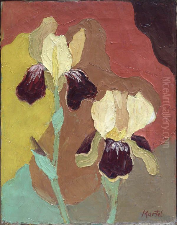 Zwei Schwertlilien Oil Painting by Martel Schwichtenberg