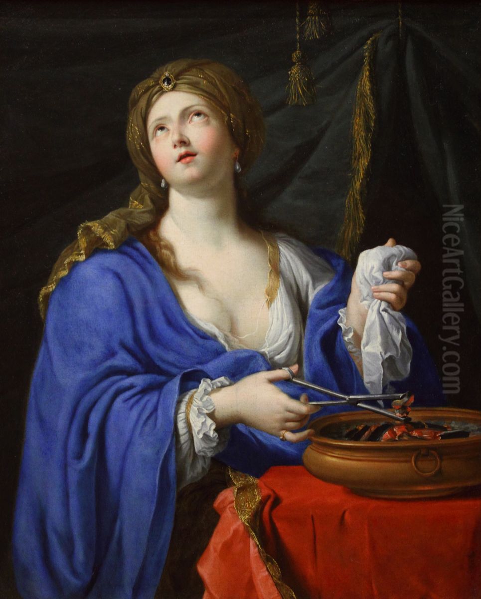 The Suicid of Porcia Oil Painting by Pierre Mignard I The Suicid of Porcia Oil Painting by Pierre Mignard I