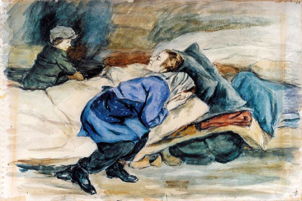 Arrival in Theresienstadt. Oil Painting by Malva Schalek