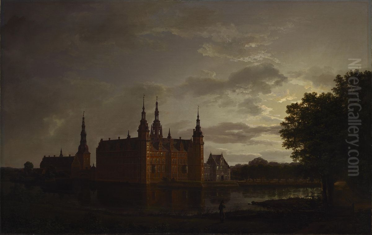 Frederiksborg Castle Oil Painting by Johan Wilhelm Ludwig Dahl