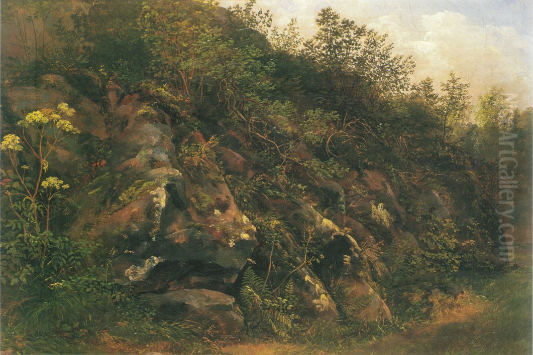Rocks in the Plauenscher Grund Oil Painting by Johan Wilhelm Ludwig Dahl
