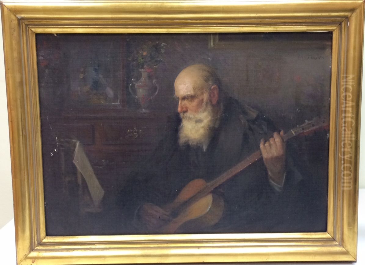 Music tocant la guitarra Oil Painting by Modest Texidor Torres