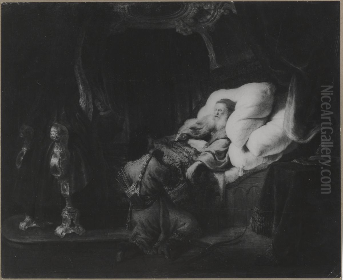 Isaac blessing Esau Oil Painting by Ferdinand Bol