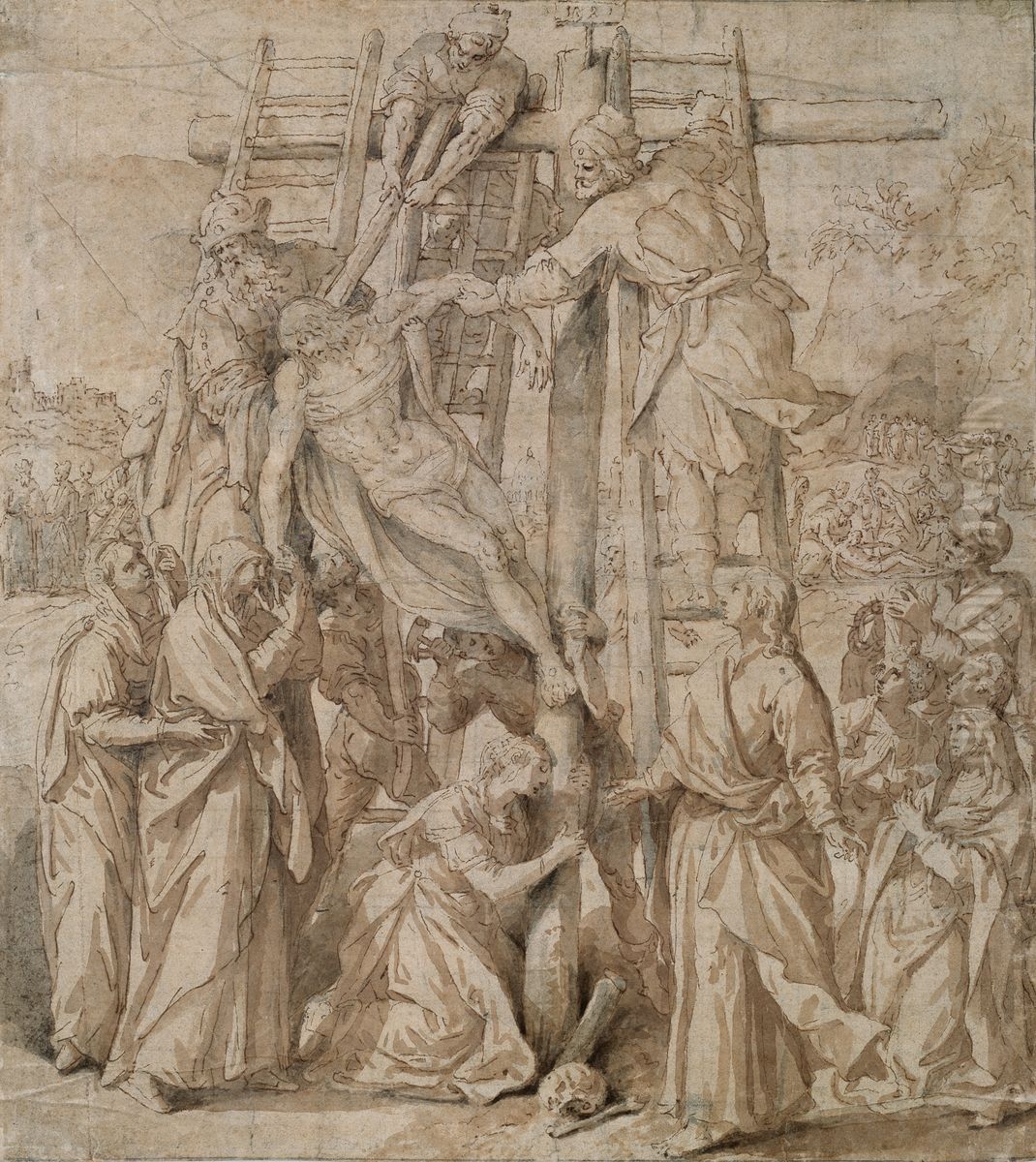 The Descent from the Cross Oil Painting by Maerten De Vos