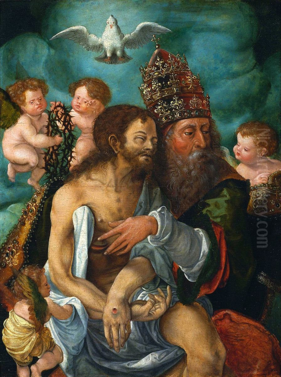 Holy Trinity. Oil Painting by Master Of The Lille Adoration
