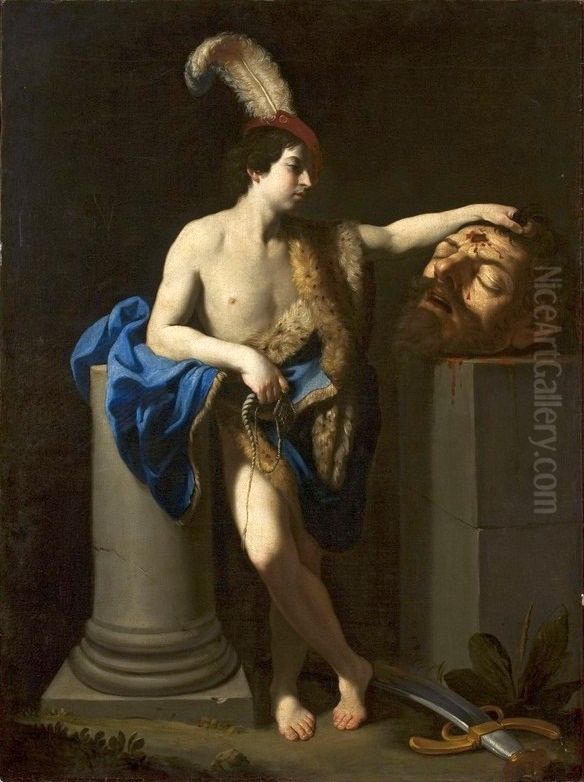 Dawid z glowa Goliata Oil Painting by Guido Reni