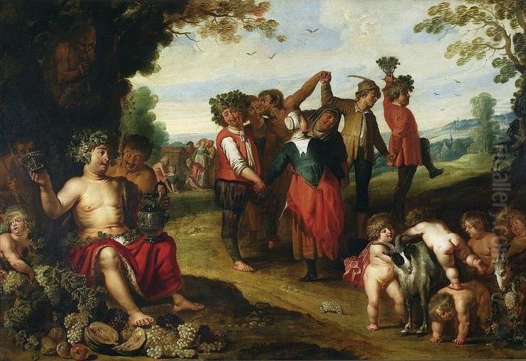 Peasant bacchanal. Oil Painting by Moses van Uyttenbroeck