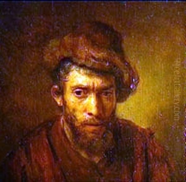 Jew with a Fur Cap Oil Painting by Rembrandt