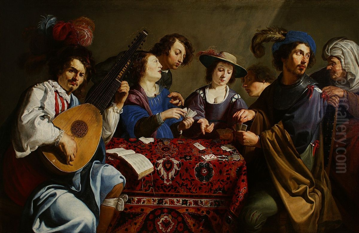 Playing cards Oil Painting by Theodoor Rombouts