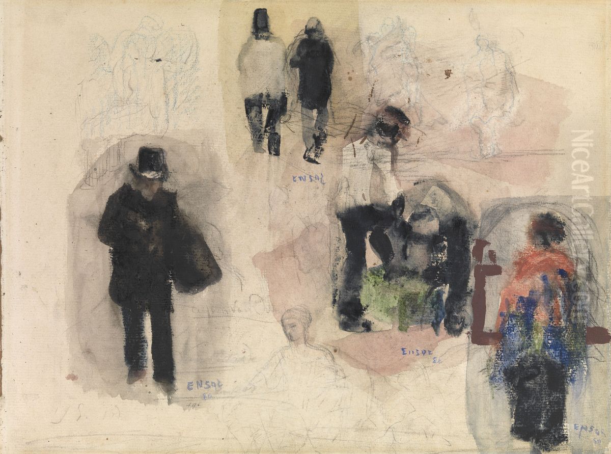 Silhouettes Oil Painting by James Ensor
