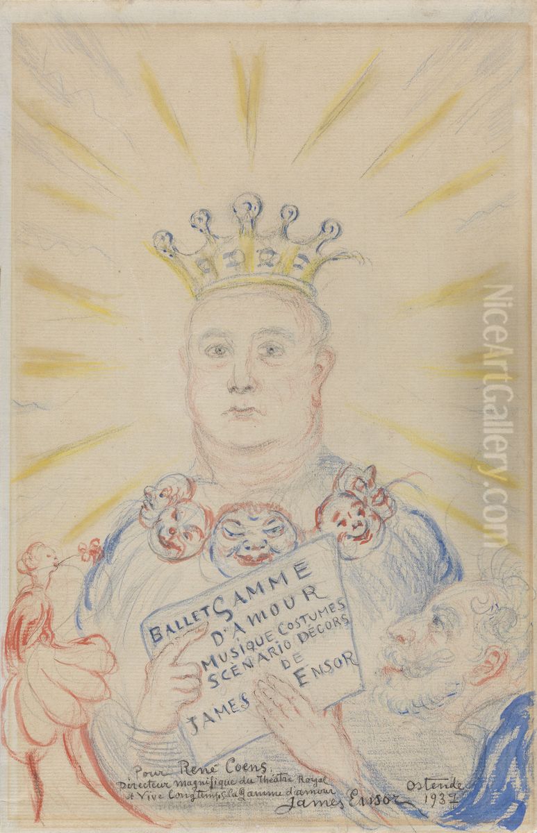 Portrait of Rene Coens Oil Painting by James Ensor