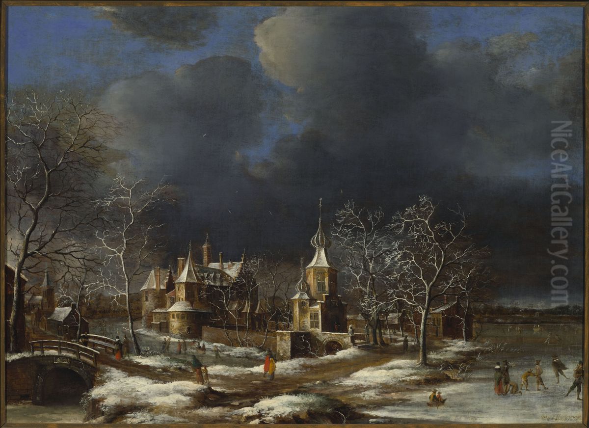 Poelgeest Castle at Koudekerk Oil Painting by Anthonie Beerstraaten