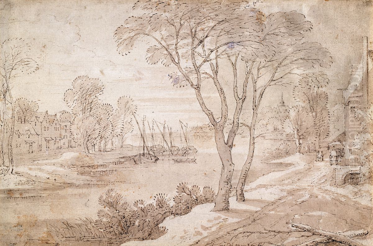 River Landscape Oil Painting by Joos de Momper the Younger