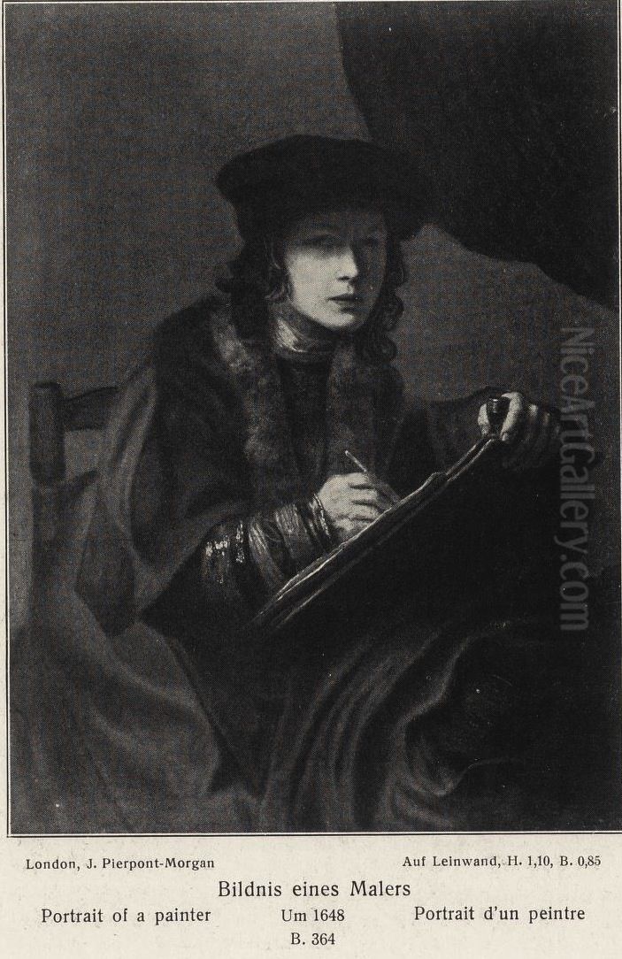 Portrait of a Painter with Long Curls Oil Painting by Rembrandt