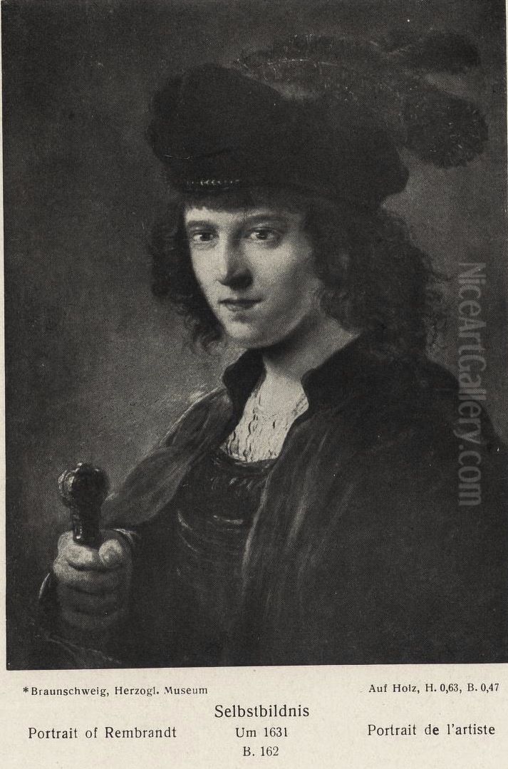 Portrait of Rembrandt with sword Oil Painting by Rembrandt