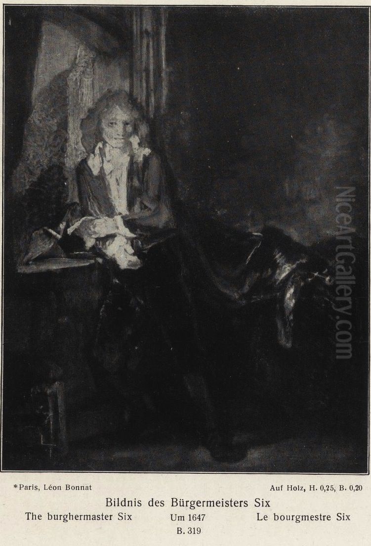 Portrait of Jan Six by a Window Oil Painting by Rembrandt