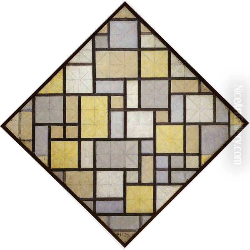 lozenge composition with colors Oil Painting by Piet Mondrian