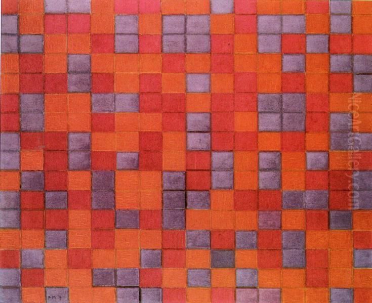 Composition Checkerboard, Dark Colors Oil Painting by Piet Mondrian