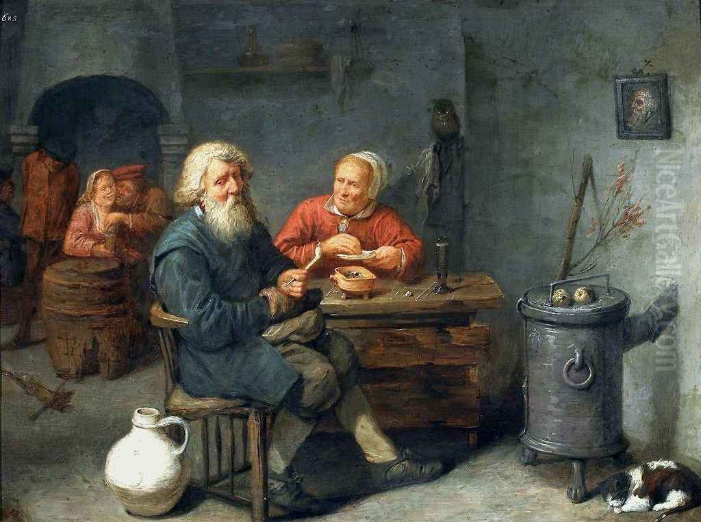 In an Inn. Oil Painting by David Ryckaert III