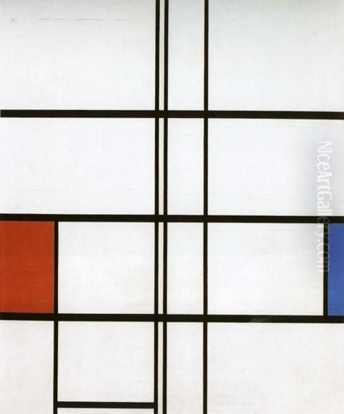 Composition en blanc, rouge et bleu Oil Painting by Piet Mondrian