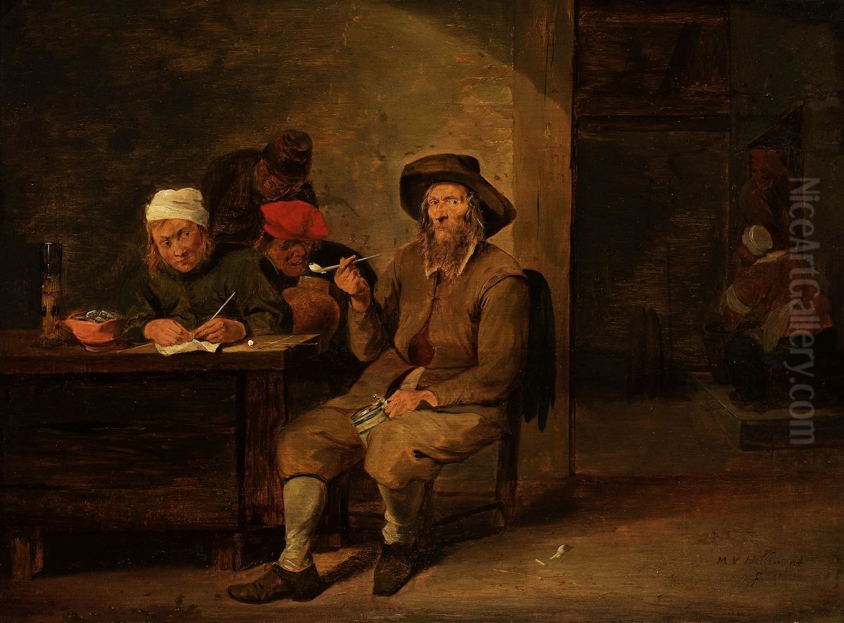 Scene in a tavern Oil Painting by Mattheus van Helmont