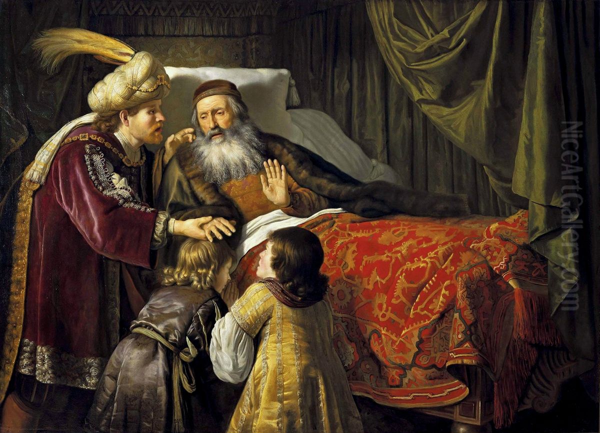 Jacob blessing the sons of Joseph Oil Painting by Jan Victors
