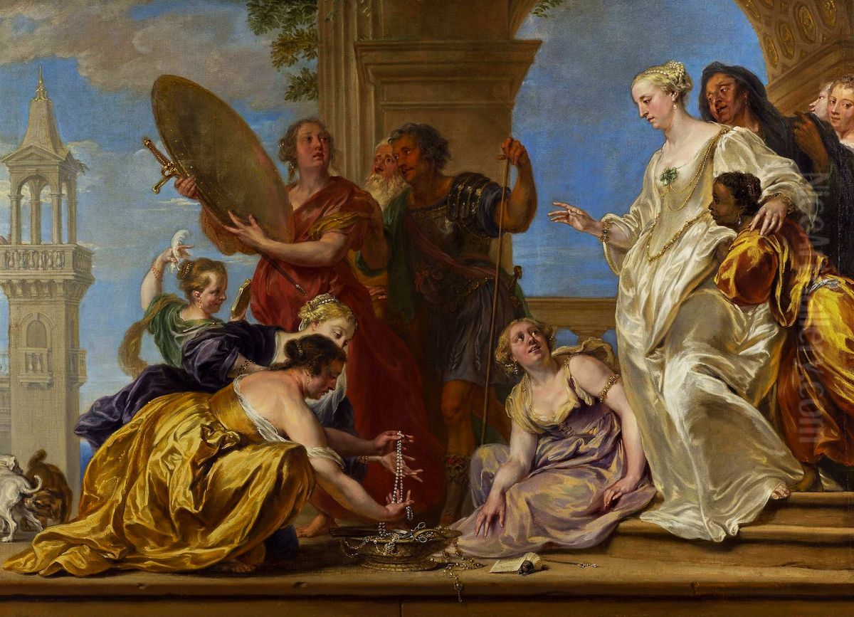 Achilles among the Daughters of Lycomedes (Ovid, Metamorphoses, XIII, 162-170, Publius Papinius Statius (ca. 45-96)) Oil Painting by Jan Boeckhorst