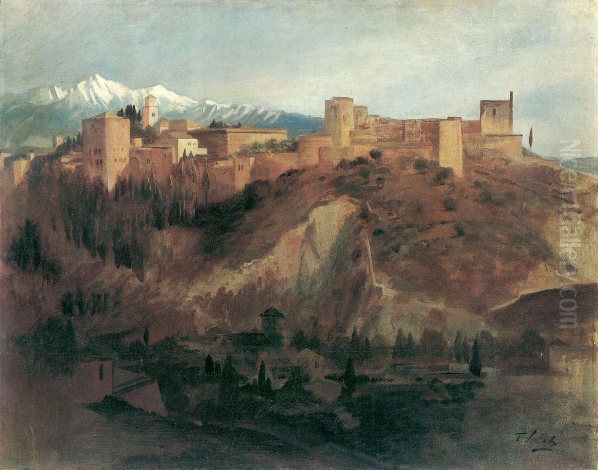 TheAlhambrain Granada Oil Painting by Lenbach Franz Von