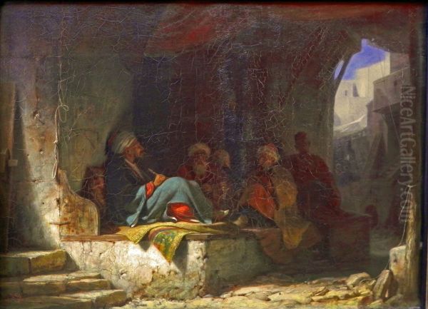 Turken in einem Kaffeehaus Oil Painting by Carl Spitzweg