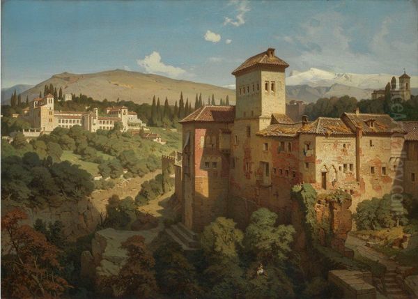 Das Generalife bei Granada Oil Painting by Eduard Gerhardt