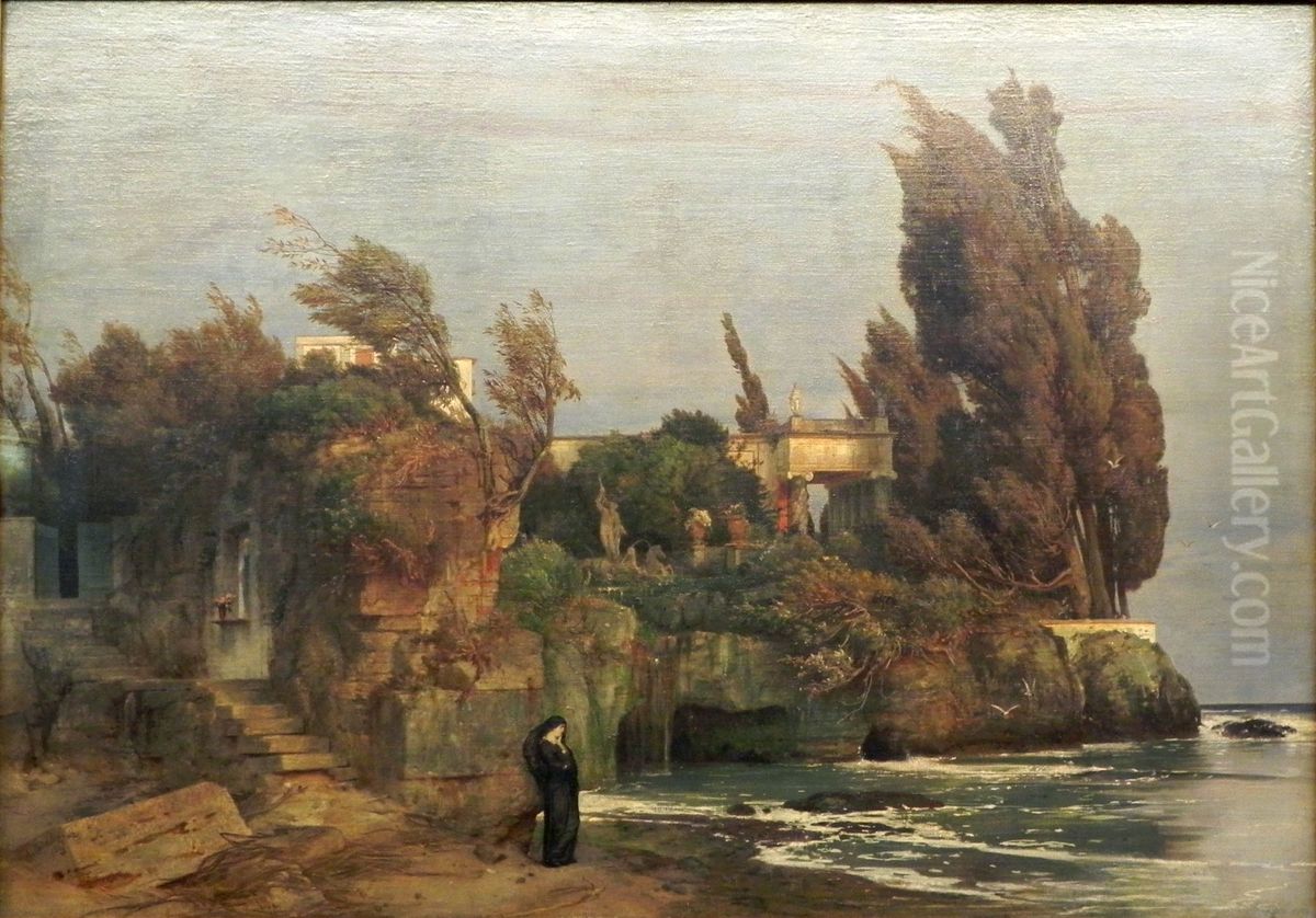 Villa by the Sea, version II Oil Painting by Arnold Bocklin