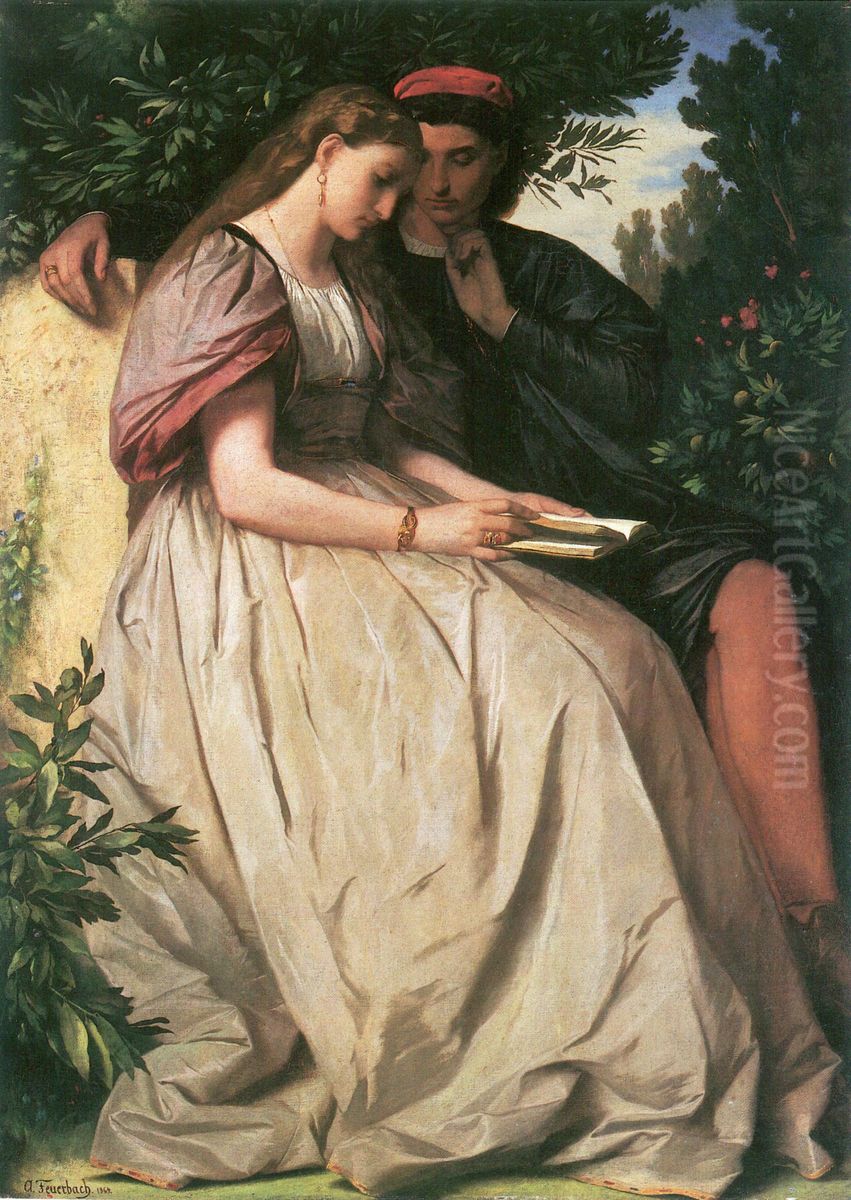 Paolo und Francesca Oil Painting by Anselm Friedrich Feuerbach