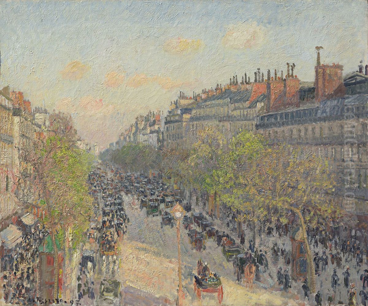 Boulevard Montmartre, Abenddammerung Oil Painting by Camille Pissarro Boulevard Montmartre, Abenddammerung Oil Painting by Camille Pissarro