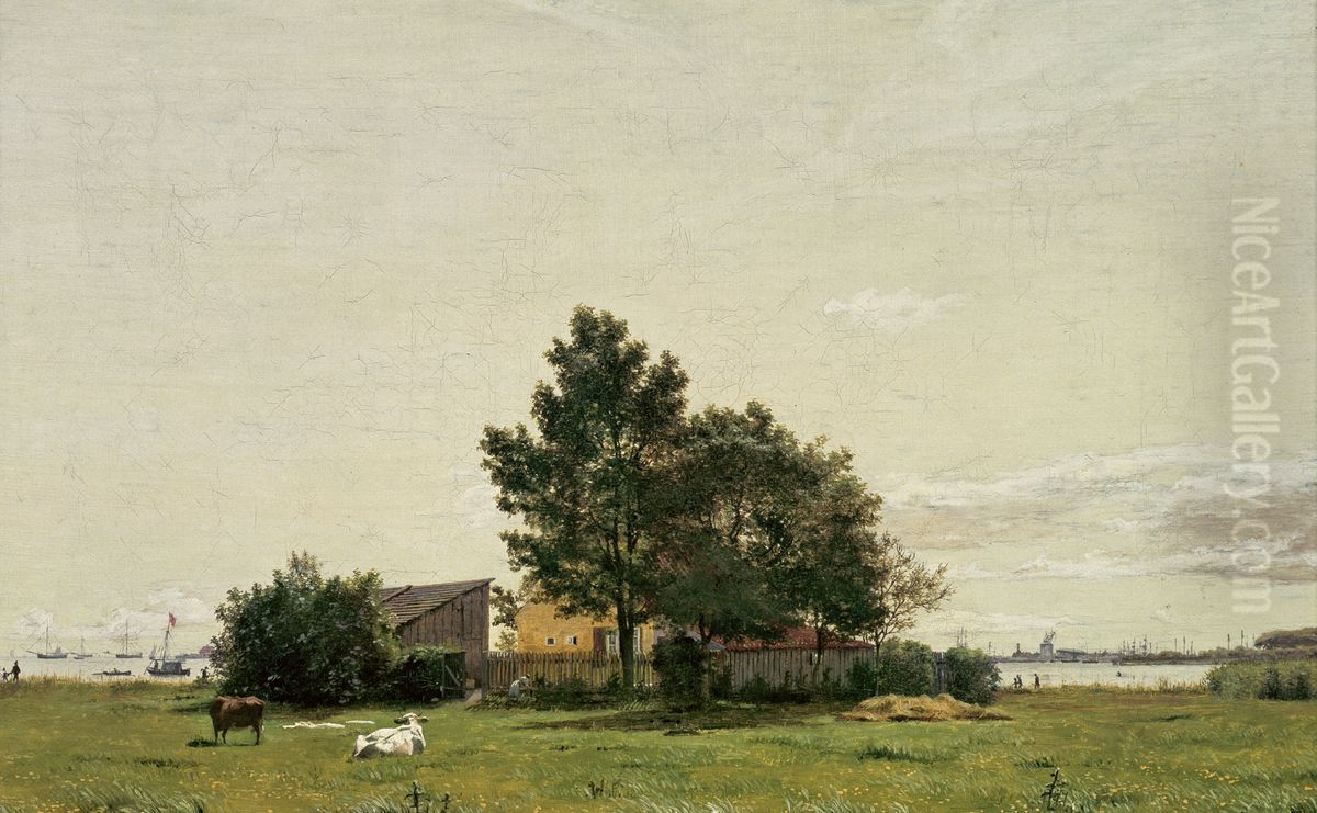 Parti i naerheden af Kalkbraenderiet med udsigt mod Kobenhavn Oil Painting by Christen Kobke